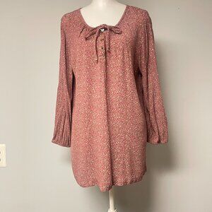 Sonoma Womens Large Cottagecore Floral Print Tunic Top Long Sleeves Flowy